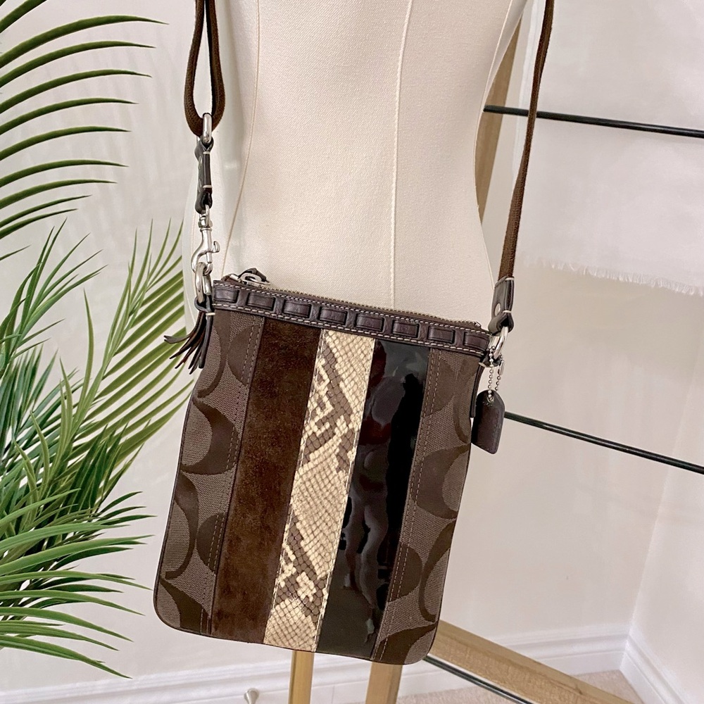 Coach Jacquard Crossbody Bag, Brown, Like New - Picture 2 of 11